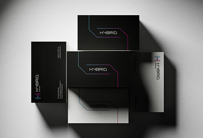 Hybrid Print logo & business card black branding business card clean gradient graphic design h hybrid icon logo modern print skopje tech trendy