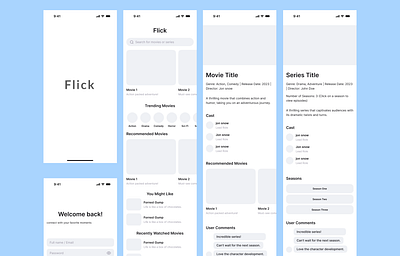 Flick-Mobile Application wireframe animation app application branding design designer graphic design logo motion graphics movie ui ux