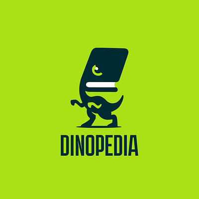 DinoPedia Logo animal book brand branding cartoon dino encyclopedia for sale logo mark nagual design pedia