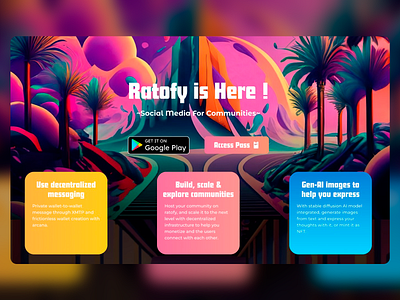 Ratofy - NFT Community Platform ai community building community platform decentralized design image generation landing page nft social media social networking ui ui design ux ux design web web design web ui web ux web3 website design