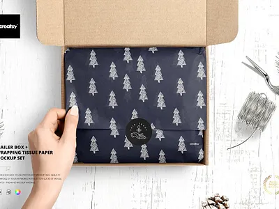 Mailer Box Tissue Paper Mockup Set creator creatsy custom customizable design designed generator mock up mock ups mockup mockups paper mockup pattern personalized smart object template templates tissue paper mockup tissue paper mockup set