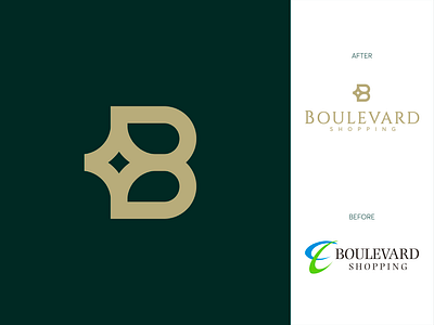 Boulevard b branding design gold green logo logodesign star