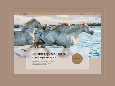 Website design for horse club | First screen (Landing page) design ui ux