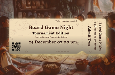 Designed an Event ticket for a board game night. design typography ui ux