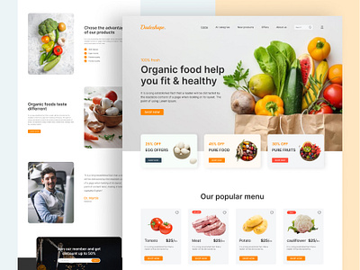 Organic food website clean design ecommerce food food delivery food delivery landing place food delivery service food order website food website home page landing page landingpage minimal design organic organic food website restaurant restaurant app ui ux design web website