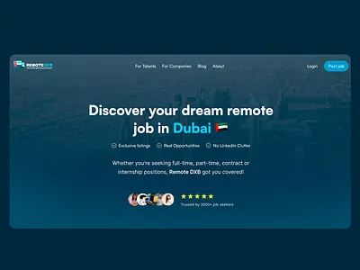 Remote DXB: Remote Job Hub blue colour branding design freelance job job board job hunting job opportunities job search logo remote remote job ui ui design ux ux design web webdesign website work from home worldwide