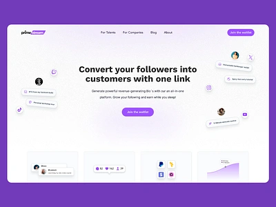 PrimeStream: all-in-one link platform. branding design digital marketing influencer marketing landing page landing page design landing page ui linkbio online marketing social media marketing social media strategy ui ui design ux ux design web web design web ui web ux website