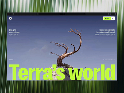 Website for Terrarium Shop 3d animation bonsai concept design footer green hero hero with image homepage layout natural plant shop store terrarium testimonial ui uiux website