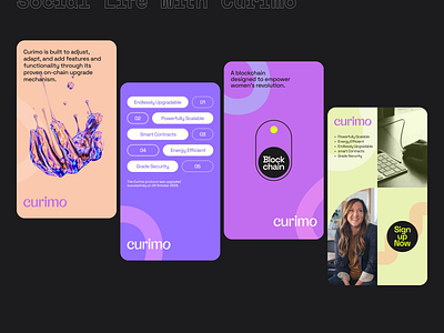 Social Media Design for Curimo brand identity instagram post instagram story social media design web3