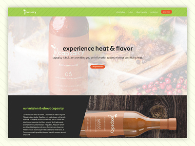 capsaicy Website | Hot Sauce Company Homepage brand branding colorful homepage homescreen hot peppers hot sauce hotsauce identity landing page landing page design logo natural shopping ui ui ux user interface ux web design website