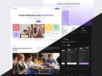 PixelPerfect — Framer Template for Landing Page agency business framer landing page template ui ux web web design web developing