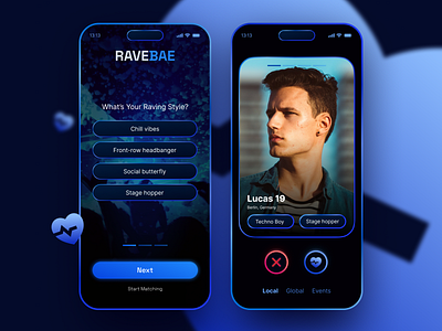 Ravebae Dating App for Ravers daily ui dating dating app festival app find love love music rave ravebae techno