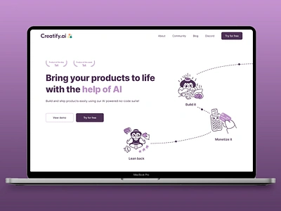 Creatify.ai Landing Page Design ai branding design innovation landing page landing page design landing page ui logo no code product design tech ui ux web web design web ui web ux webdesign website website design