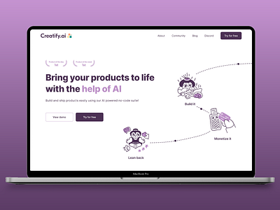 Creatify.ai Landing Page Design ai branding design innovation landing page landing page design landing page ui logo no code product design tech ui ux web web design web ui web ux webdesign website website design