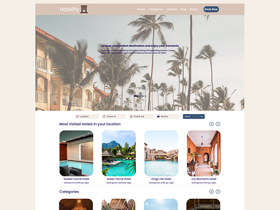 Hotelify - A landing Page Design for Desktop desktop hotels landing page ui ux web template