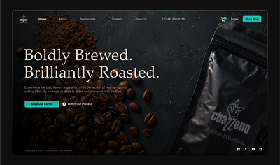 Coffee Roaster Web Design coffee concept graphic design modern ui web design