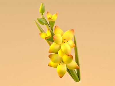 3D Golden Gladiolus 3d 3d art 3d art work 3d floral art 3d flower 3d flower visual 3d flowers for bouquet 3d gladiolus 3d visual blooming gladiolus bouquet making floral shop game scene flower art gardening game scene gladiolus golden flower micro living serene floral design yellow bloom yellow gladiolus 3d