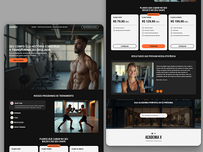 Website para Academia – Projeto Fictício bussiness calm clean design figma gym healthcare minimalist modern prototyping ui ux webdesign website