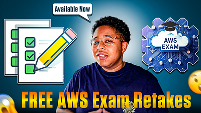 Free AWS Exam Retakes Thumbnail graphic design