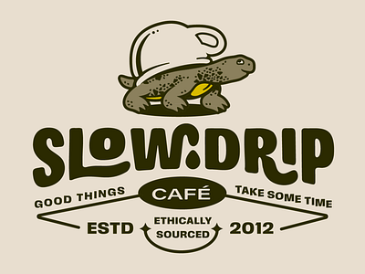 Slow Drip branding coffee design doodle drawing graphic design illustration lettering logo slow tortoise turtle typography vector