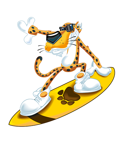 Surfing Chester Cheetos graphic design illustrstaion