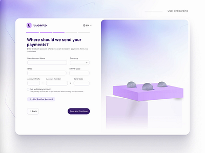 Lucanto – Onboarding interactions animation bank coins fintech interaction invite invoice motion onboarding ui