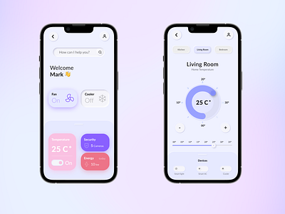 Smart home App app app design clean design home house mobile mobile app mobile app design smart temperature