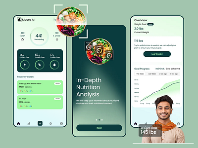 AI-Powered Diet and Weight Management App (Design and Develop) ai app design diet app mobile ui design diet app ui design foor management app design health app design mobile design weight app design weight loos app design