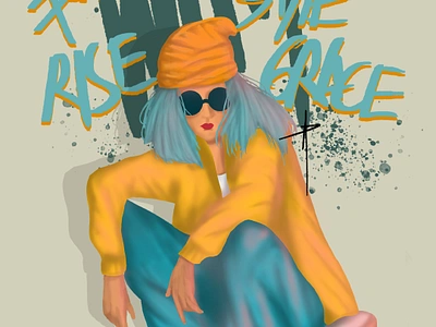 Fall With Style, Rise With Grace artwork book cover branding design digital drawing fantasy female graphic design ill illustration photoshop procreate skateboard style woman