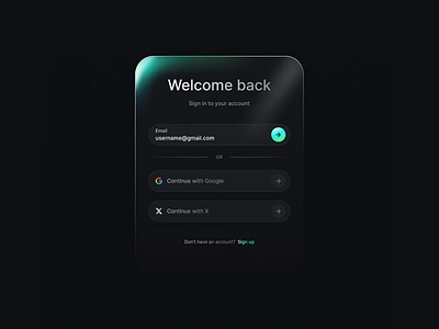 Glass Login Card app design card design components dark mode darkui dashboard glass ui glassmorphism ios login logout mobile mobile design modern ui popup sign up ui ux web widgets