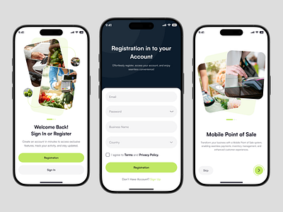 POS Mobile App - Onboarding, Login, Register app design forgot password login screen mobile onboarding top ui ui design