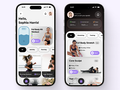 CoreFit - Fitness & Wellness App app design fitness graphic design minimal mobile motion graphics ui ux vector wellness