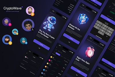 CryptoWave Blockchain Currency Exchange - Dark Mode 🌝 branding graphic design logo ui ux