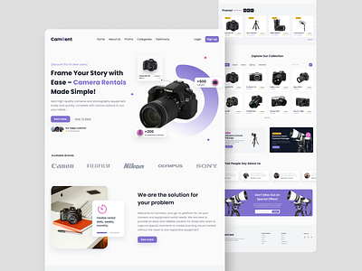 Camera Rental Website animation branding cleandesign graphic design inspiration rent rentcamera rentcar ui uiuxdesign