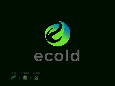 Ecold Logo - Ecosystem - Globe 3d abstract logo branding branding identity design eco global graphic design green wold icon illustration leaf logo logo design logo designer modern logo tech ui unique logo visual mark