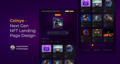 Coinye: Next-Gen Digital NFT Landing Page cryptocurrency figma design modern design new design trend nft landing page ui ux web design website