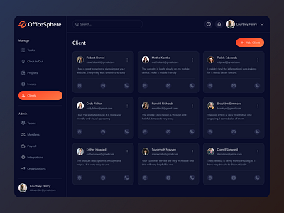 Virtual Office Management _Client List card client list client management dashboard hiring manager logistic minimal saas talent find ui design ux design web design