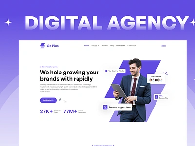 Go Plus - Professional Digital Agency Landing Page art business company creative digital agency digital studio homepage landing page minimal design modern design modern website service ui ux web web design web devlopment website