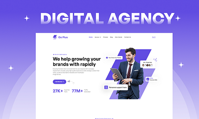 Go Plus - Professional Digital Agency Landing Page art business company creative digital agency digital studio homepage landing page minimal design modern design modern website service ui ux web web design web devlopment website