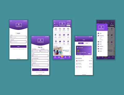 People's Bank 5 screen app app design banking app bd banking app logo design mobile app mobile banking mobile design purple color