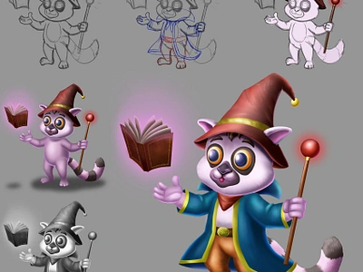 Lemur Wizard Character Designed by Me digital painting painting photoshop