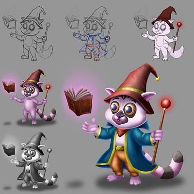 Lemur Wizard Character Designed by Me digital painting painting photoshop