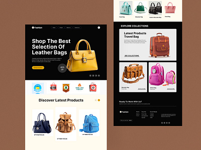 Bag E-commerce landing page admin panel clean dashboard design website