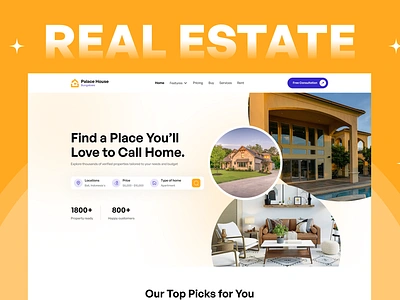 Palace House - Modern Landing Page apartment bunglows business buy sell clean hotels house landing page luxury modern portfolio professional property property landing page real estate real estate landing page real estate website room ui web design