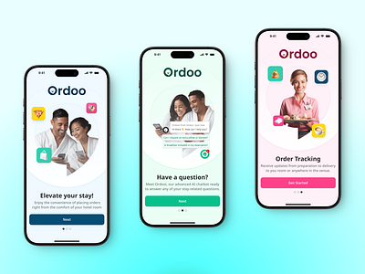 Onboarding Screens of an iOS app in Light 🌞 and Dark 🌚 Mode 3d app apple blue branding carousel design green icons ios logo models people pink ui ux