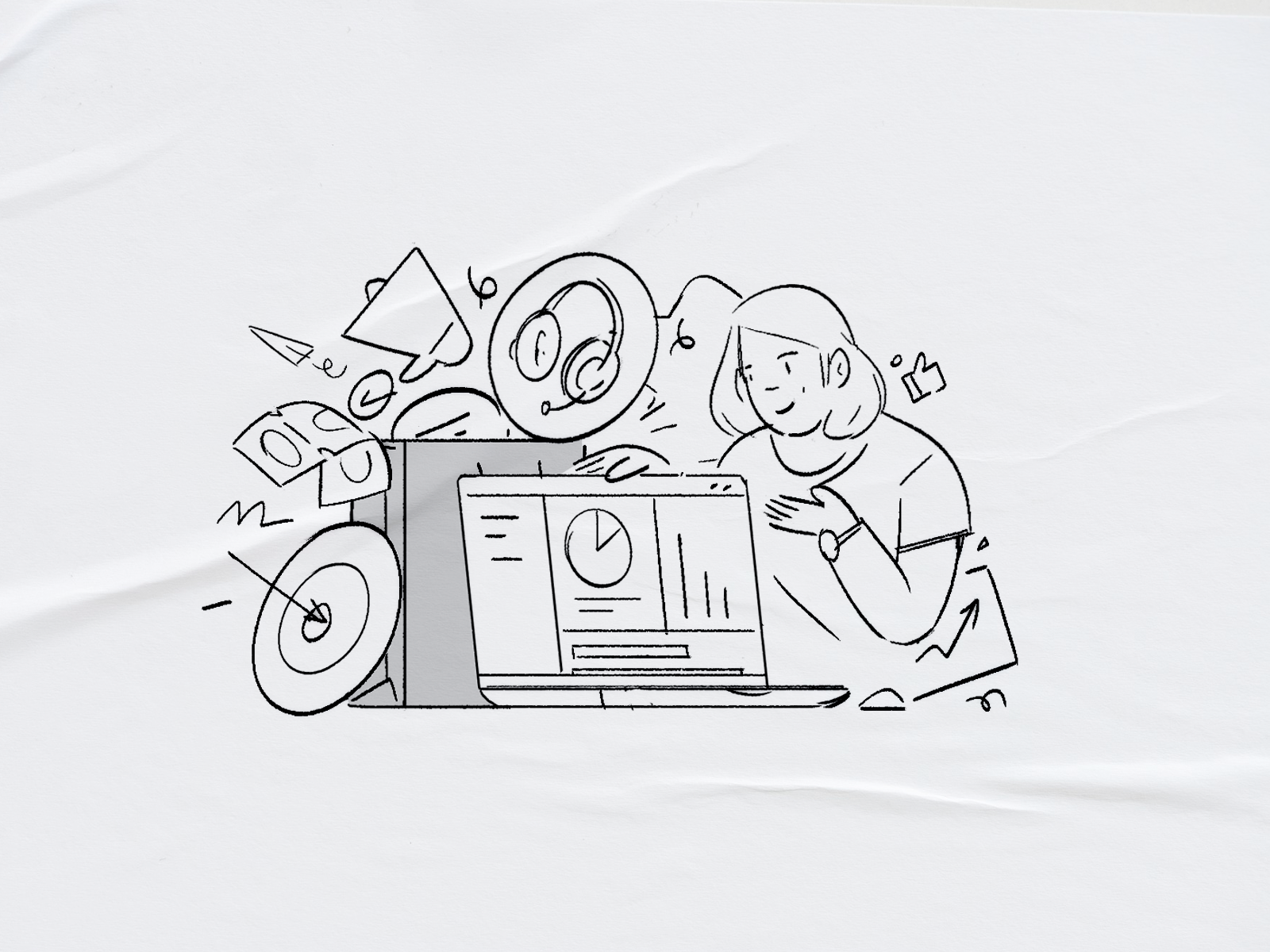 Market analysis drawing illistration web