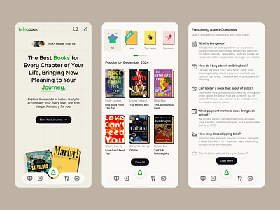 Bringbook - Online Bookstore Platform Mobile Design book books designinspiration discover hero ios landing page library marketplace marketplacedesign minimaldesign minimalis mobile mobile design mobile page product design ui uiux uiuxdesign web design