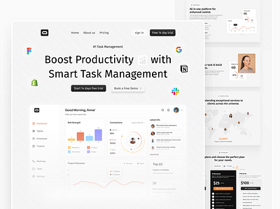 🔥Productivity SAAS Dashboard Website agile project management website animation best project management websites branding graphic design ui