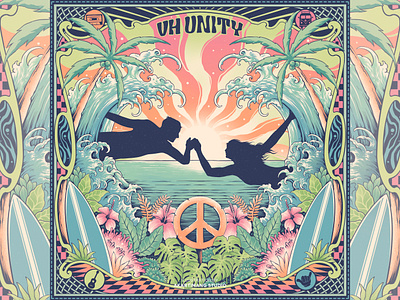 VH UNITY albumart albumcover comission cover coverart design digitalillustration illustration love tropical vintage waves