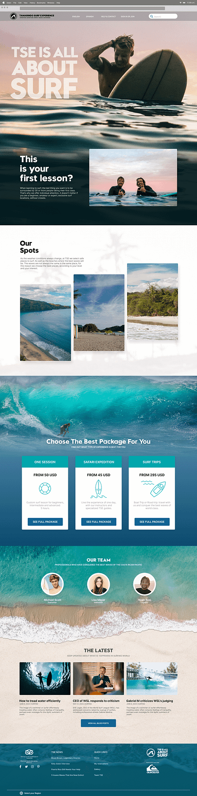 Project: Website interface design for surf camp. Costa Rica. design graphic design illustration logo typography